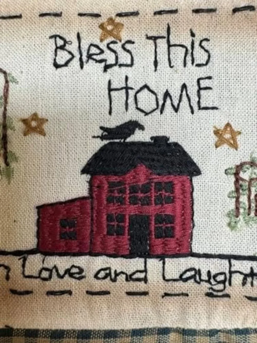 Framed Primitive Stitchery Wall Art Sign - 8x10 